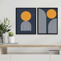 Kit 2 Quadros Minimalistas Abstratos Azul E Amarelo 33x24cm - com vidro Kit 2 Quadros Minimalistas Abstratos Azul E Amarelo 33x24cm - com vidro