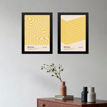 Kit 2 Quadros Minimalistas Bauhaus - Amarelo 24x18cm