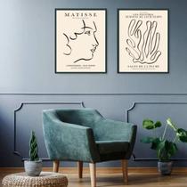 Kit 2 Quadros Minimalistas Bege - Matisse 33X24Cm Kit 2 Quadros Minimalistas Bege - Matisse 33X24Cm