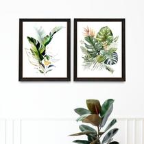Kit 2 Quadros Minimalistas Botânica- Folhagens 24x18cm - com vidro Kit 2 Quadros Minimalistas Botânica- Folhagens 24x18cm - com vidro
