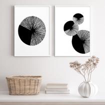 Kit 2 Quadros Minimalistas Círculos Efeito Textura 33x24cm
