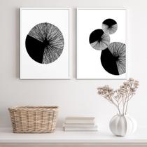 Kit 2 Quadros Minimalistas Círculos EfeitoTextura 24x18cm