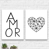 Kit 2 Quadros Minimalistas Geométricos Amor 24x18cm - com vidro Kit 2 Quadros Minimalistas Geométricos Amor 24x18cm - com vidro