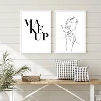 Kit 2 Quadros Minimalistas Makeup OneLine 45x34cm - com vidro Kit 2 Quadros Minimalistas Makeup OneLine 45x34cm - com vidro