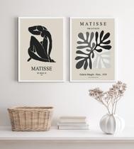 Kit 2 Quadros Minimalistas Matisse 45x34cm - Preto/Cinza