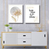 Kit 2 Quadros Minimalistas Tudo Aqui Já Foi Um Sonho 33x24cm - com vidro