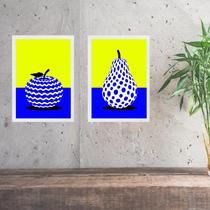 Kit 2 Quadros Modernos Para Cozinha - Frutas 24x18cm - com vidro