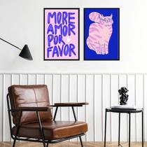 Kit 2 Quadros More Amor - Gato 24X18Cm - Com Vidro