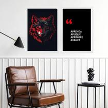 Kit 2 Quadros Motivacionais Aprendizado - Lobo 45X34Cm