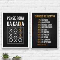 Kit 2 Quadros Motivacionais Chances 24X18Cm - Vidro Preta