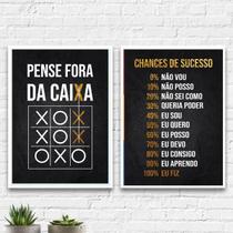 Kit 2 Quadros Motivacionais Chances 45X34Cm - Vidro Branca