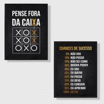 Kit 2 Quadros Motivacionais Chances De Sucesso 33X24Cm Preta