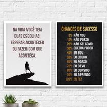 Kit 2 Quadros Motivacionais Faça Acontecer 33x24cm - Preto