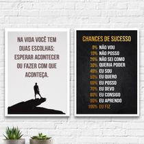 Kit 2 Quadros Motivacionais Faça Acontecer 45x34cm