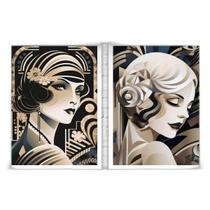 Kit 2 Quadros Mulheres Art Deco 33x24cm - Moldura Branca Kit 2 Quadros Mulheres Art Deco 33x24cm - Moldura Branca