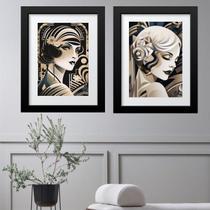 Kit 2 Quadros Mulheres Art Nouveau - 60X48Cm