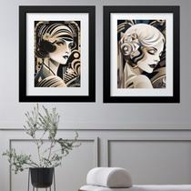 Kit 2 Quadros Mulheres Art Nouveau - 60x48cm