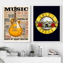 Kit 2 Quadros Music Life - Guns 'N' Roses 45x34cm - com vidro Kit 2 Quadros Music Life - Guns 'N' Roses 45x34cm - com vidro