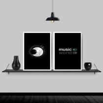 Kit 2 Quadros Music On World Off 33x24cm - com vidro Kit 2 Quadros Music On World Off 33x24cm - com vidro