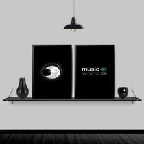 Kit 2 Quadros Music On World Off 45X34Cm Moldura Branca Kit 2 Quadros Music On World Off 45X34Cm Moldura Branca