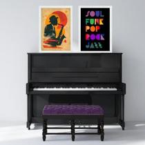 Kit 2 Quadros Música - Music Vibes 45X34Cm - Com Vidro
