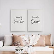 Kit 2 Quadros Nunca foi Sorte Sempre foi Deus 33x24cm - com vidro