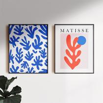 Kit 2 Quadros Obras Clássicas Henri Matisse Tons de Rosa e Azul - Moldura Caixa + Foam + Vidro em Vários Tamanhos - Artfine Kit 2 Quadros Obras Clássicas Henri Matisse Tons de Rosa e Azul - Moldura Caixa + Foam + Vidro em Vários Tamanhos - Artfine