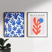 Kit 2 Quadros Obras Clássicas Henri Matisse Tons de Rosa e Azul - Tela Canvas com Moldura Flutuante em Vários Tamanhos - Artfine