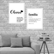 Kit 2 Quadros Ohana Família Significado 33x24cm - com vidro