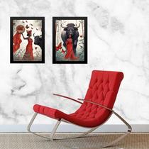 Kit 2 Quadros Orixá Iansã- Boi e Borboletas 24x18cm