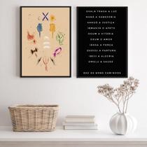 Kit 2 Quadros Orixás - Nomes E Símbolos 33X24Cm