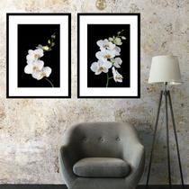 Kit 2 Quadros Orquídeas Brancas - 60x48cm Kit 2 Quadros Orquídeas Brancas - 60x48cm