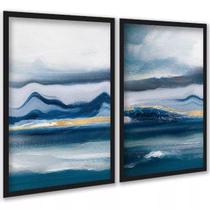 Kit 2 Quadros Paisagem Azul - Efeito Pintura 33x24cm Kit 2 Quadros Paisagem Azul - Efeito Pintura 33x24cm