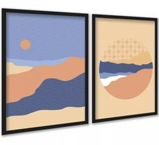 Kit 2 Quadros Paisagens Abstratas Montanhas 45x34cm