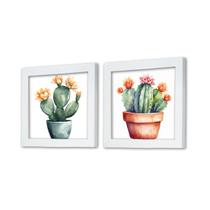 Kit 2 quadros para banheiro, lavabo, lavanda, wc, flores, vaso, banheira, cacto 20x20cm