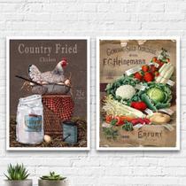 Kit 2 Quadros Para Cozinha Country 45x34cm - com vidro - Quadros On-line