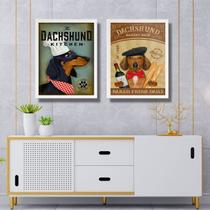 Kit 2 Quadros Para Cozinha Dachshund 33x24cm
