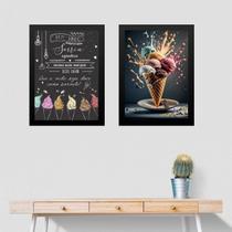 Kit 2 Quadros Para Decorar Sorveteria 45X34Cm