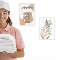 Kit 2 Quadros Para Lavanderia Arte Boho 33X24Cm Kit 2 Quadros Para Lavanderia Arte Boho 33X24Cm