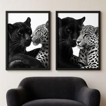 Kit 2 Quadros Para Quarto De Casal - Pantera e Onça 45x34cm Kit 2 Quadros Para Quarto De Casal - Pantera e Onça 45x34cm