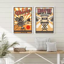Kit 2 Quadros Para Sala De Cinema Retrô 45x34cm