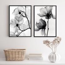 Kit 2 Quadros Para Sala Fotografias Flores Transparentes 45x34cm