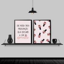 Kit 2 Quadros Para Salão Frase Esmalte 45X34 C/Vidro - Preta Kit 2 Quadros Para Salão Frase Esmalte 45X34 C/Vidro - Preta