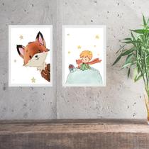 Kit 2 Quadros Pequeno Príncipe e Raposinha - Baby 33x24cm - com vidro Kit 2 Quadros Pequeno Príncipe e Raposinha - Baby 33x24cm - com vidro