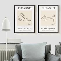 Kit 2 Quadros Picasso - Gato e Cachorro 45x34cm - com vidro