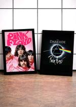 Kit 2 Quadros Pink Floyd Delicate c/ Vidro e Moldura Preta Tam:A4 Kit 2 Quadros Pink Floyd Delicate c/ Vidro e Moldura Preta Tam:A4