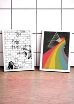 Kit 2 Quadros Pink Floyd Prism Art c/ Vidro e Moldura Branca Tam:A4 Kit 2 Quadros Pink Floyd Prism Art c/ Vidro e Moldura Branca Tam:A4