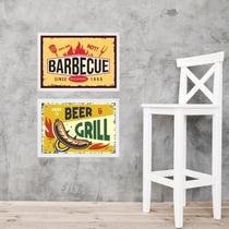 Kit 2 Quadros Placas Vintage Churrasco E Cerveja 33X24Cm Kit 2 Quadros Placas Vintage Churrasco E Cerveja 33X24Cm