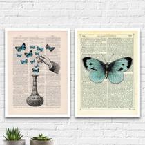 Kit 2 Quadros Poção De Borboletas 24x18cm