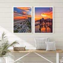 Kit 2 Quadros Por Do Sol Em Copacabana- Rio De Janeiro 33x24cm - com vidro Kit 2 Quadros Por Do Sol Em Copacabana- Rio De Janeiro 33x24cm - com vidro